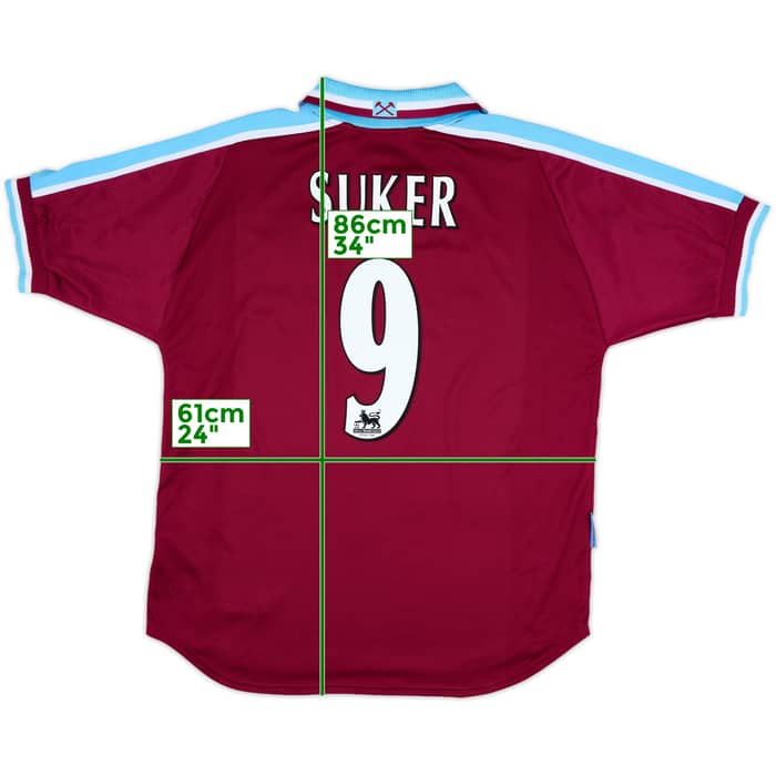 1999-01 West Ham Home Shirt Suker #9 - 8/10 - (XL)