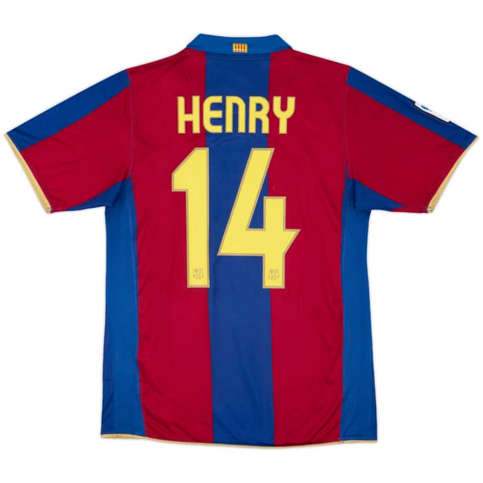 2007-08 Barcelona Home Shirt Henry #14 - 7/10 - (S)