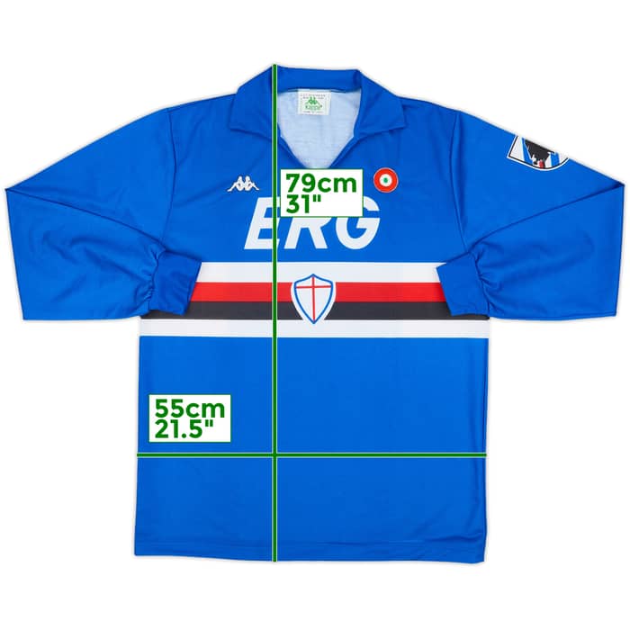 1989-90 Sampdoria Home L/S Shirt - 8/10 - (XL)
