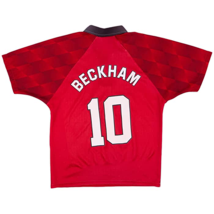 1996-98 Manchester United Home Shirt Beckham #10 - 8/10 - (Y)
