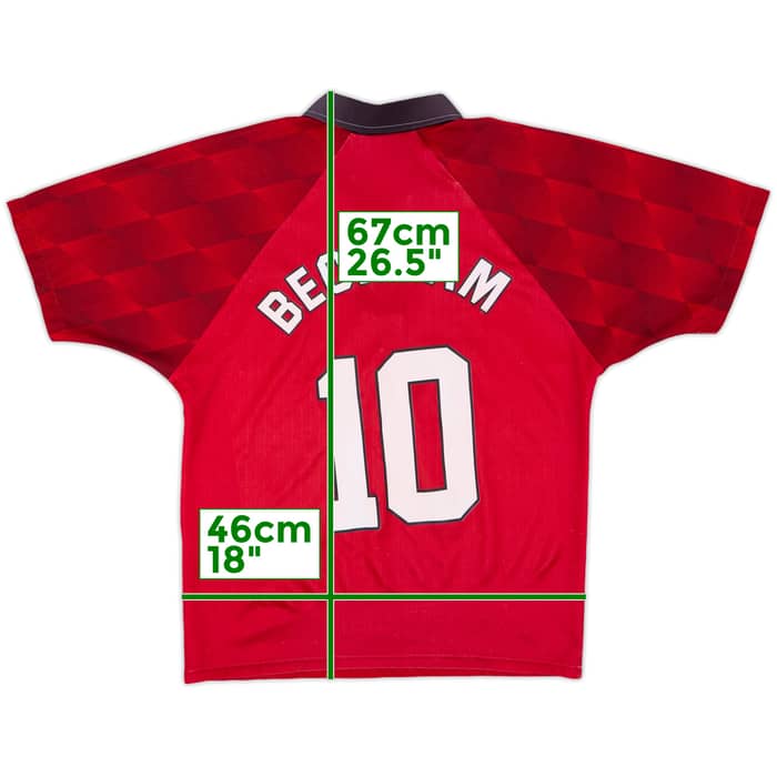 1996-98 Manchester United Home Shirt Beckham #10 - 8/10 - (Y)