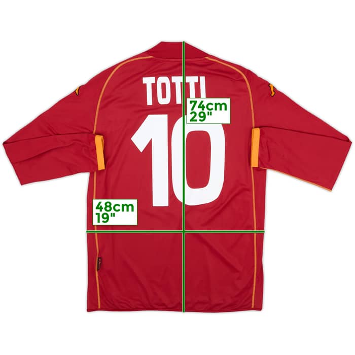2008-09 Roma Home L/S Shirt Totti #10 - 6/10 - (M)