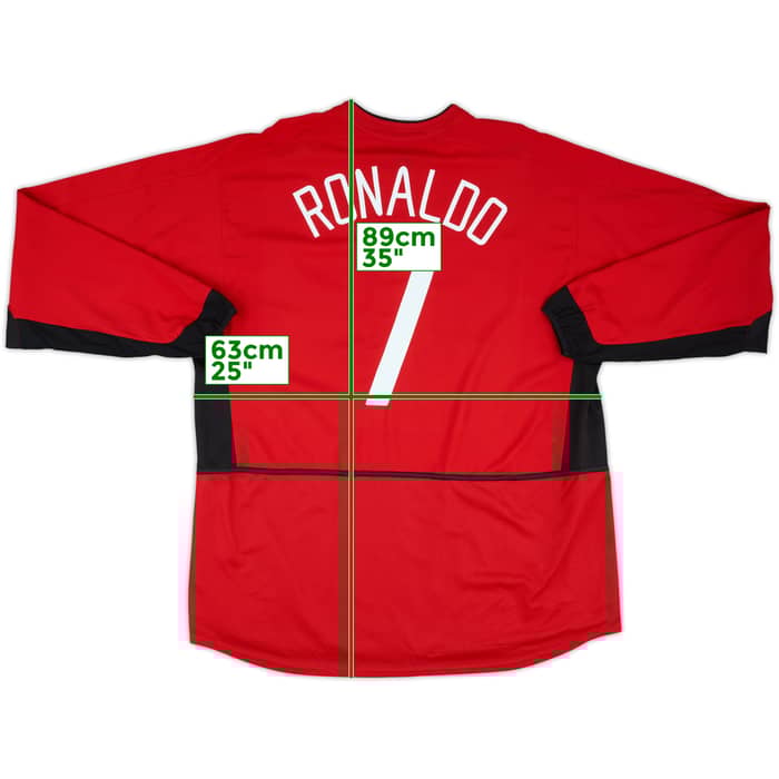 2002-04 Manchester United Home L/S Shirt Ronaldo #7 - 10/10 - (XXL)