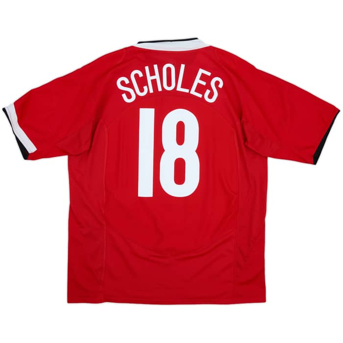 2004-06 Manchester United Home Shirt Scholes #18 - 8/10 - (XL)