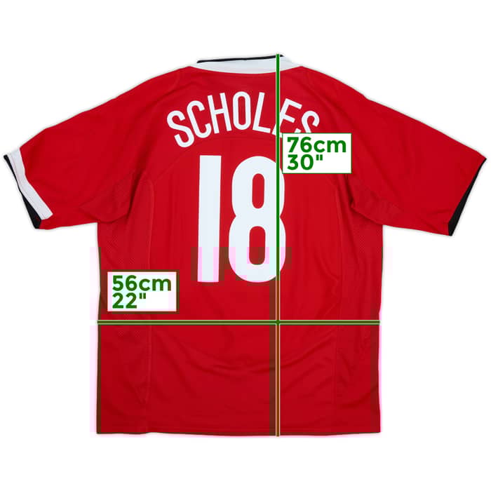 2004-06 Manchester United Home Shirt Scholes #18 - 8/10 - (XL)