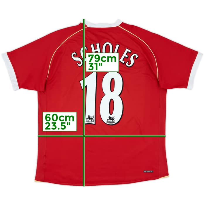 2006-07 Manchester United Home Shirt Scholes #18 - 7/10 - (XL)