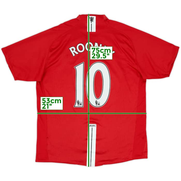 2007-09 Manchester United Home Shirt Rooney #10 - 8/10 - (L)