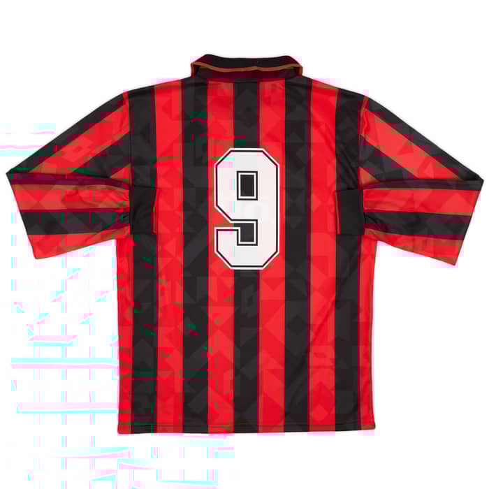 1993-94 AC Milan Home L/S Shirt #9 - 7/10 - (M)