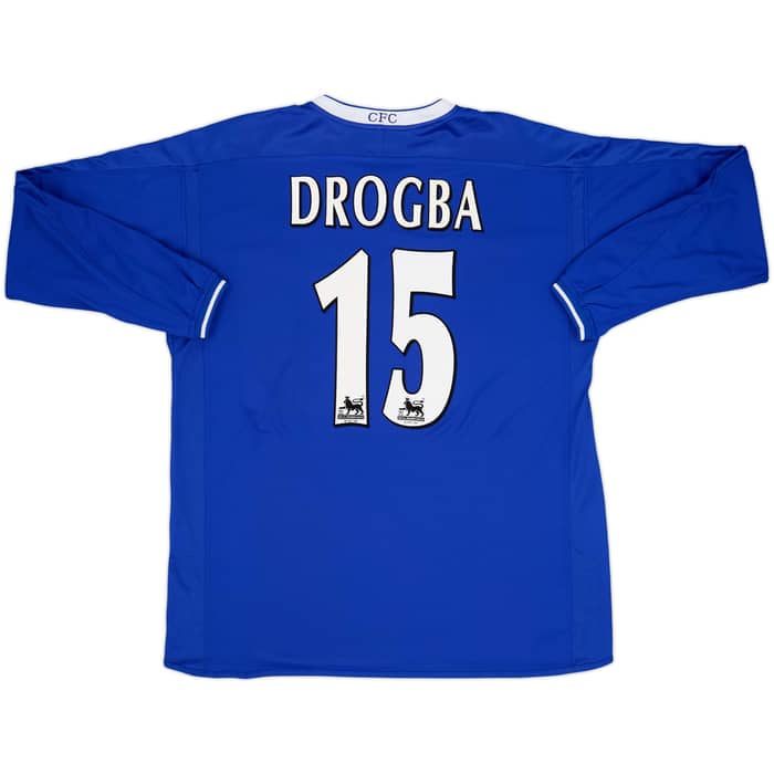 2003-05 Chelsea Home L/S Shirt Drogba #15 - 8/10 - (XL)