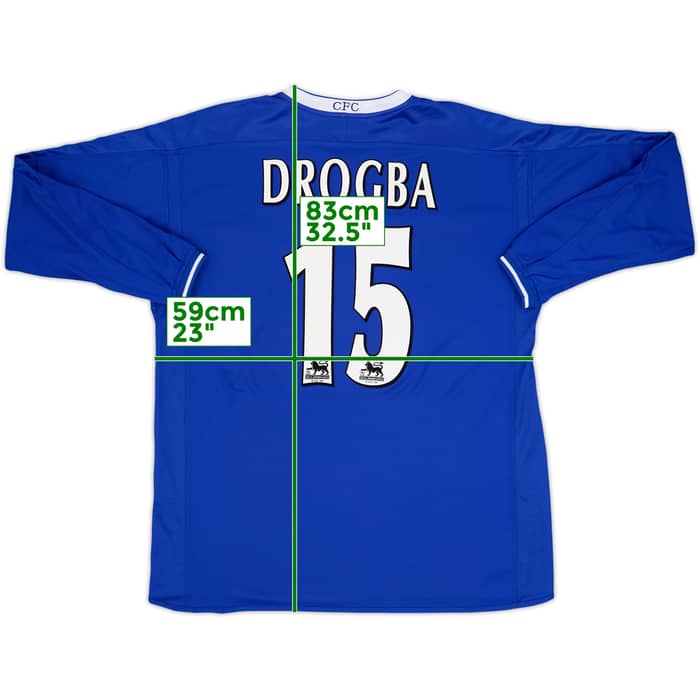 2003-05 Chelsea Home L/S Shirt Drogba #15 - 8/10 - (XL)