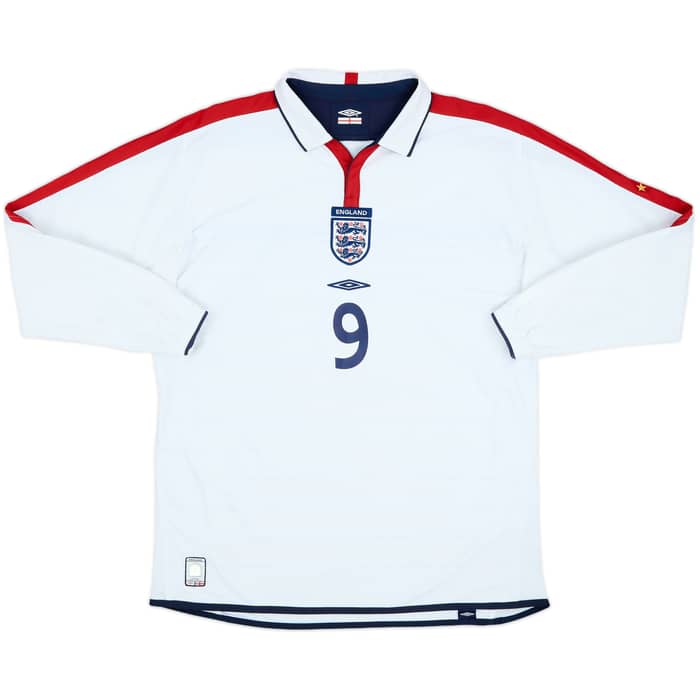 2003-05 England Home L/S Shirt Rooney #9 - 8/10 - (L)