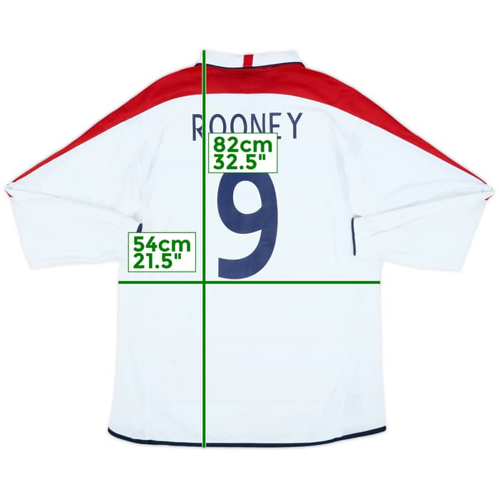 2003-05 England Home L/S Shirt Rooney #9 - 8/10 - (L)