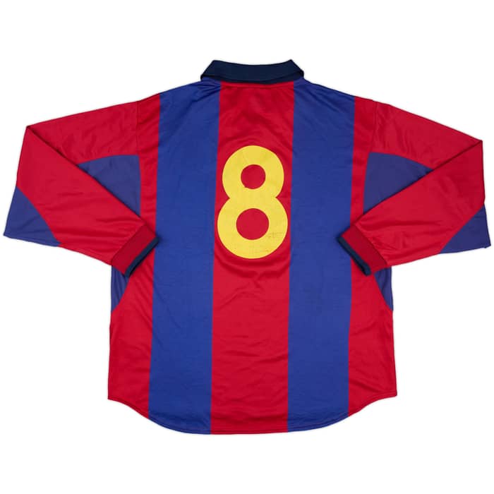 2000-01 Barcelona Match Issue Home L/S Shirt #8