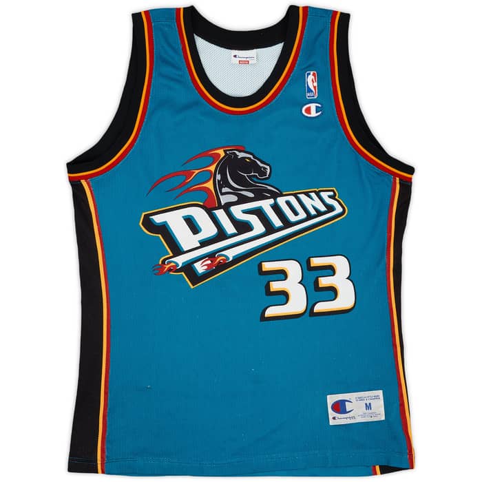 1996-00 Detroit Pistons Hill #33 Champion Away Jersey - 6/10 - (M)