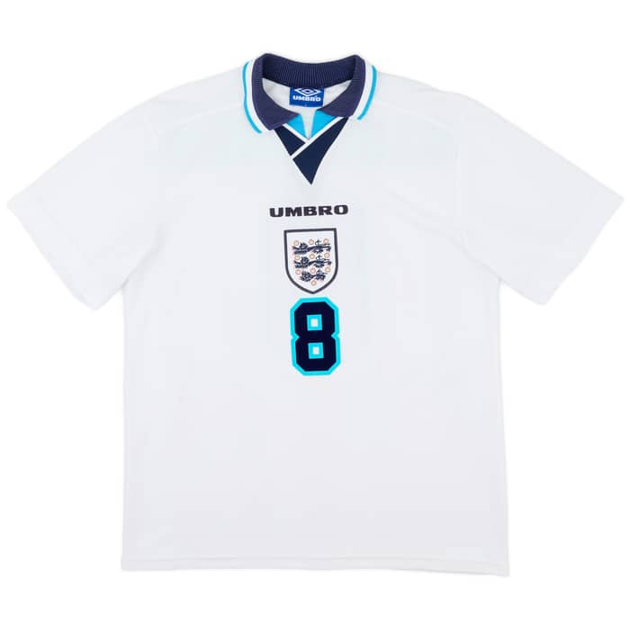 1995-97 England Home Shirt Gascoigne #8 - 8/10 - (M)