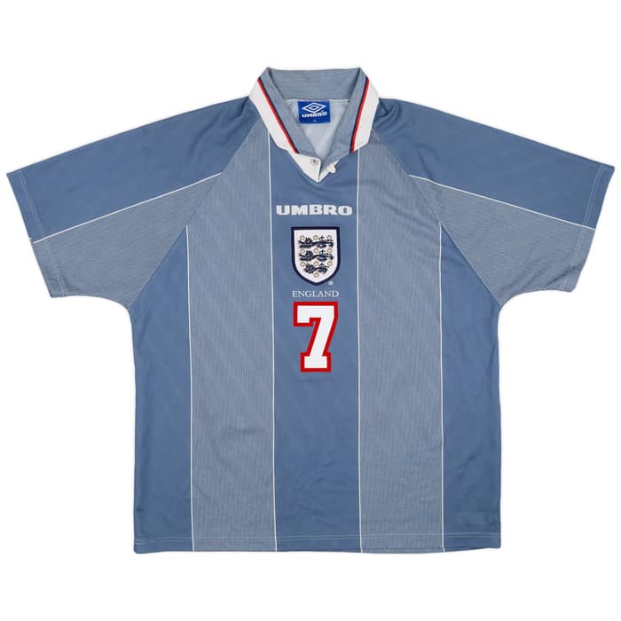 1996-97 England Away Shirt Beckham #7 - 9/10 - (XL)