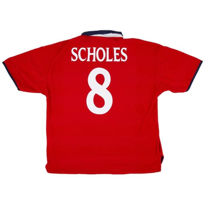 1999-01 England Away Shirt Scholes #8 - 9/10 - (XL)