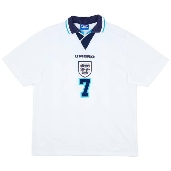 1995-97 England Home Shirt Beckham #7 - 8/10 - (XL)