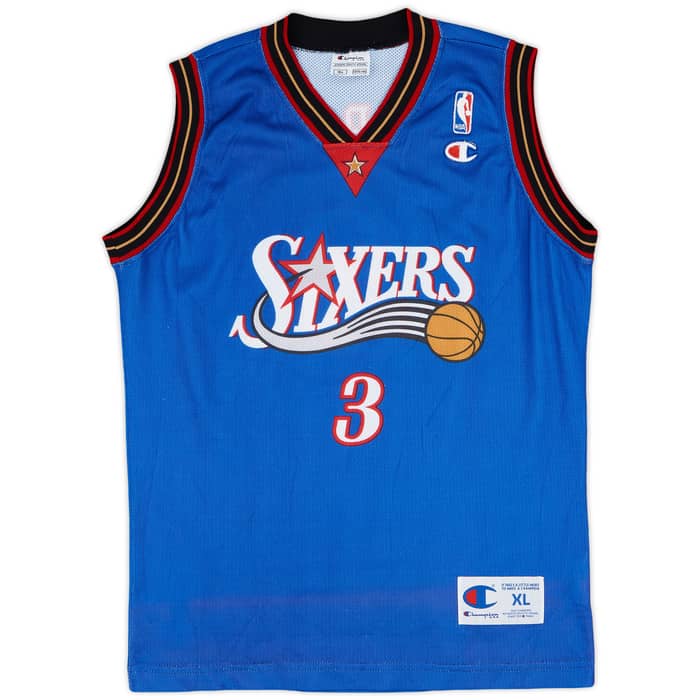 1999-00 Philadelphia 76ers Iverson #3 Champion Alternate Jersey - 9/10 - (XL.Boys)