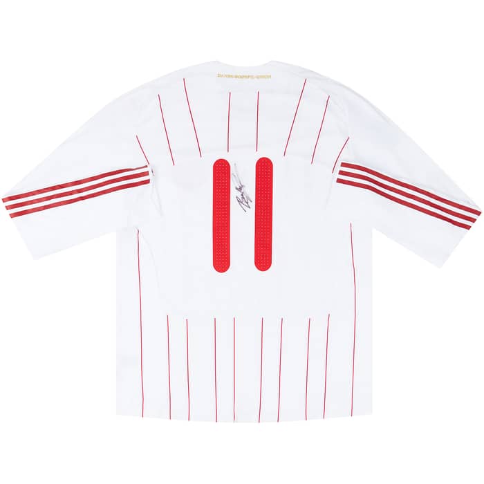 2009 Denmark Match Worn Signed Away L/S Shirt #11 (Bendtner) v Albania