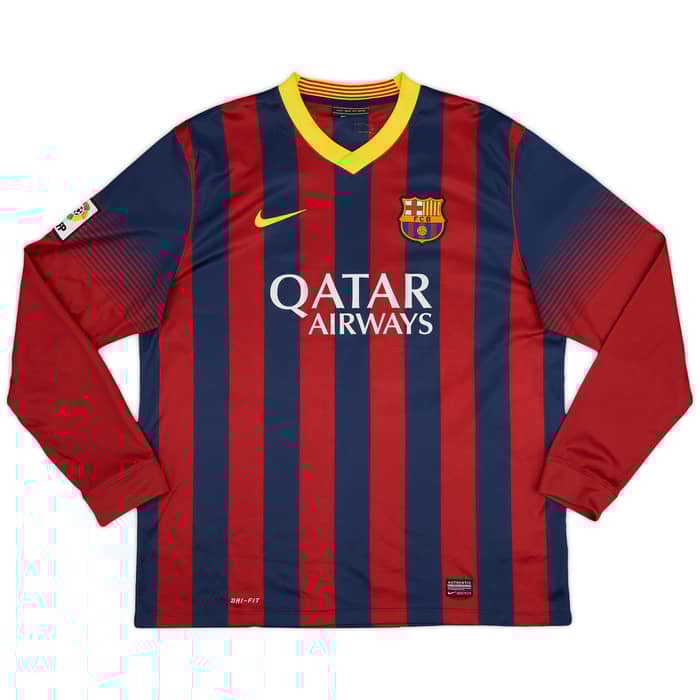 2013-14 Barcelona Home L/S Shirt Messi #10 - 6/10 - (XL)