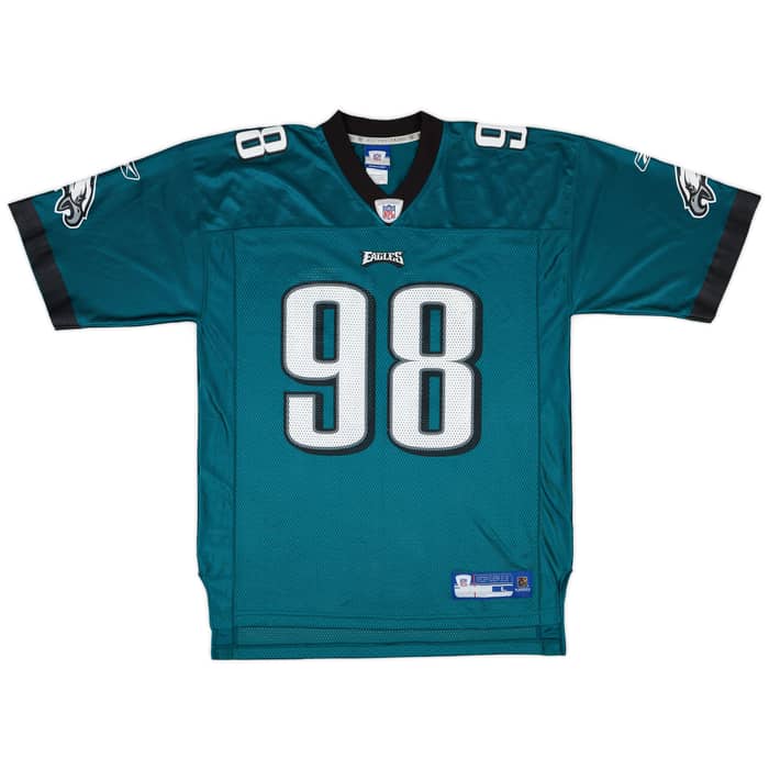 2005-06 Philadelphia Eagles Mike Patterson #98 Reebok On Field Home Jersey - 8/10 - (L)