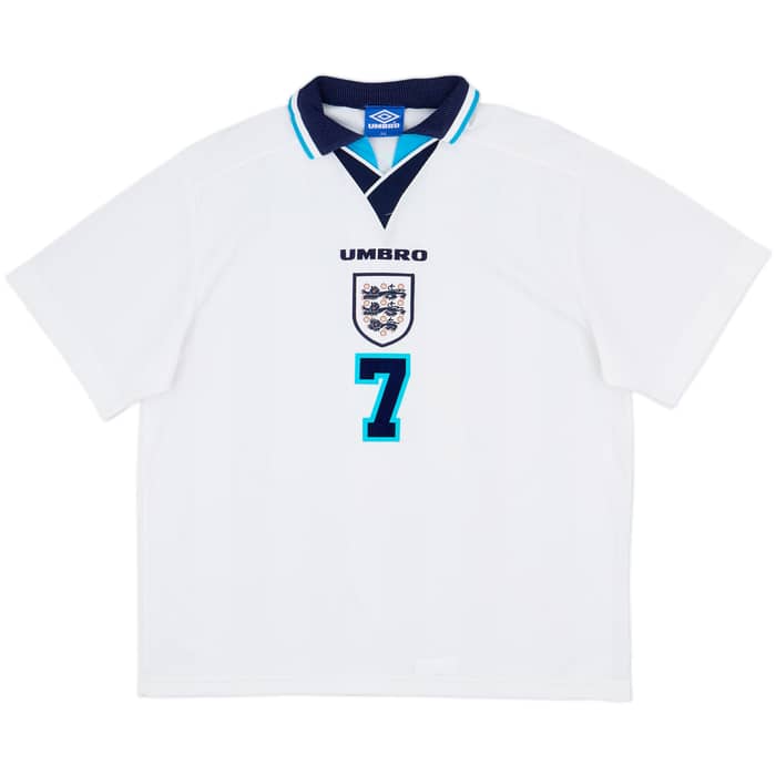 1995-97 England Home Shirt Beckham #7 - 8/10 - (XXL)