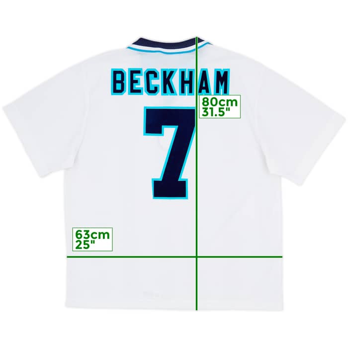 1995-97 England Home Shirt Beckham #7 - 8/10 - (XXL)