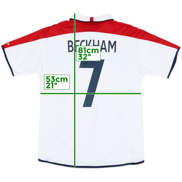 2003-05 England Home Shirt Beckham #7 - 6/10 - (L)