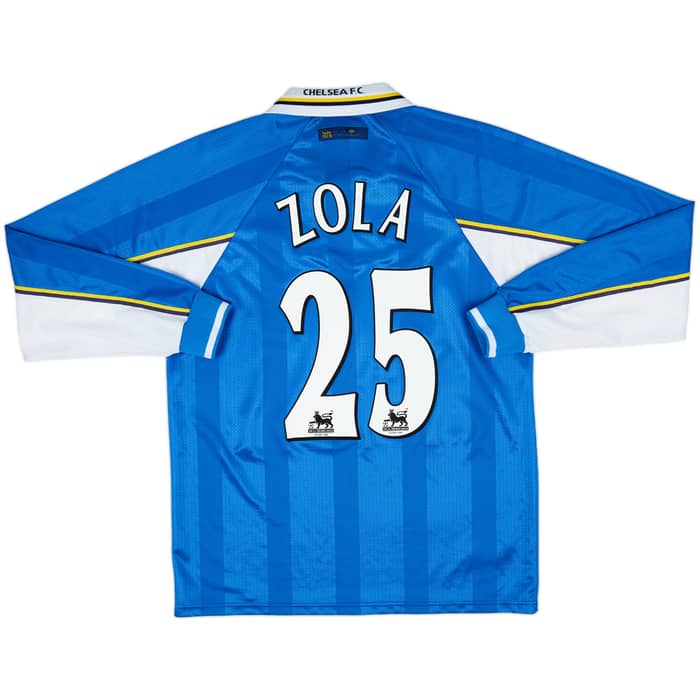 1997-99 Chelsea Home L/S Shirt Zola #25 - 9/10 - (L)