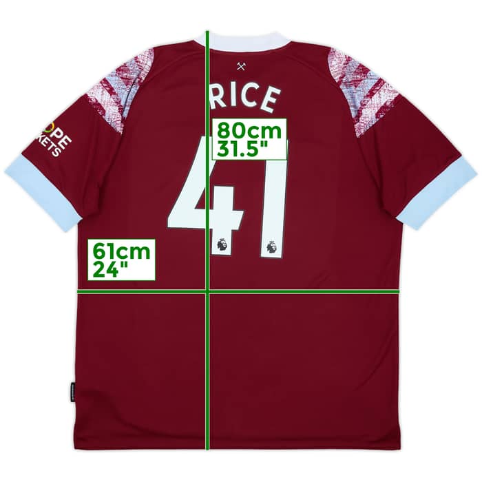 2022-23 West Ham Home Shirt Rice #41 - 9/10 - (XXL)