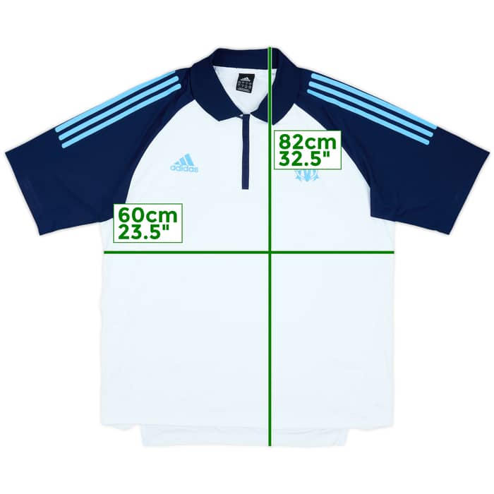 2002-03 Olympique Marseille adidas 1/4 Zip Polo Shirt - 8/10 - (L/XL)