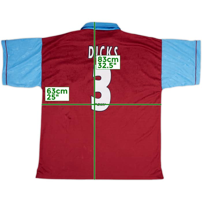 1995-97 West Ham Centenary Home Shirt Dicks #3 - 10/10 - (XL)