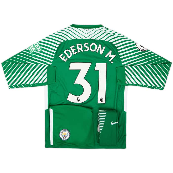 2017-18 Manchester City GK Full Kit Ederson #31 - 9/10 - (S)