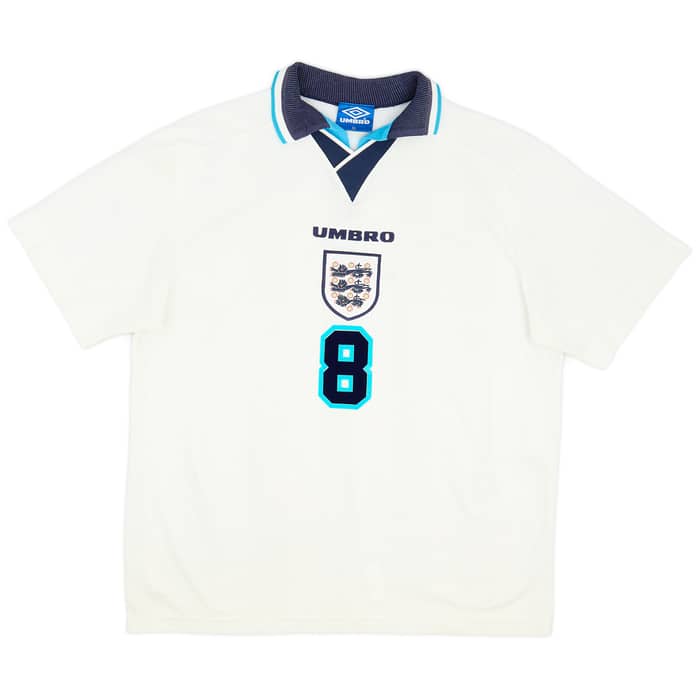 1995-97 England Home Shirt Gascoigne #8 - 7/10 - (XL)