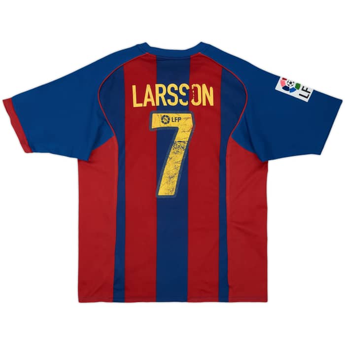 2004-05 Barcelona Basic Home Shirt Larsson #7 - 4/10 - (L)