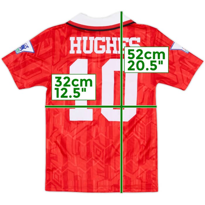 1992-94 Manchester United Home Shirt Hughes #10 - 6/10 - (S.Boys)