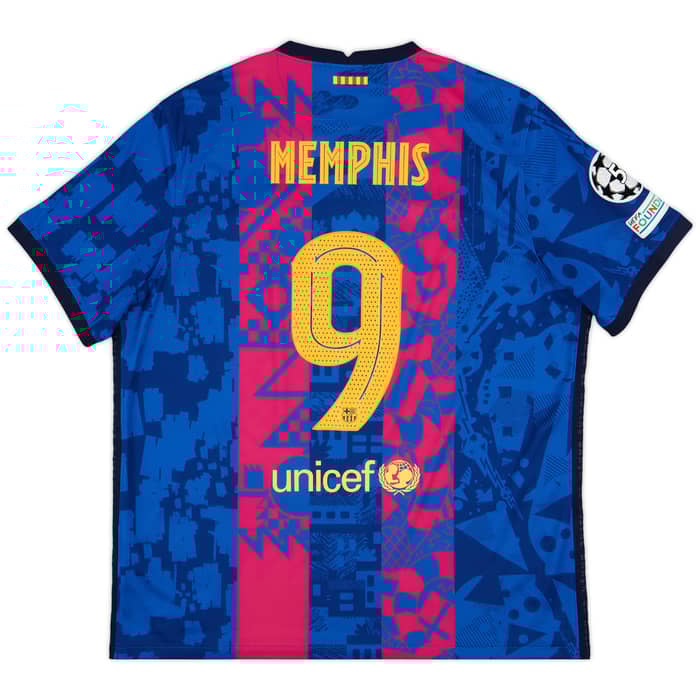2021-22 Barcelona Third Shirt Memphis #9 - 8/10 - (XXL)