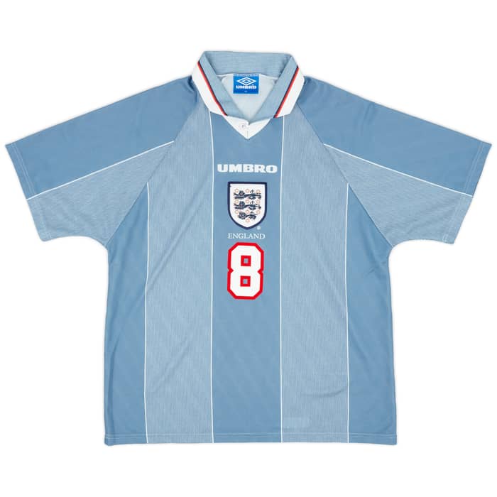 1996-97 England Away Shirt Gascoigne #8 - 8/10 - (XL)