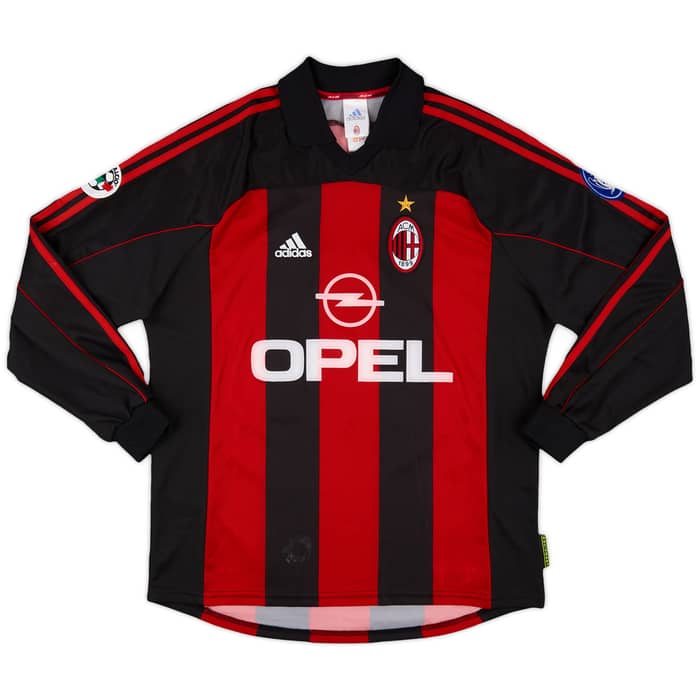 2001-02 AC Milan Match Issue Home L/S Shirt Brocchi #32