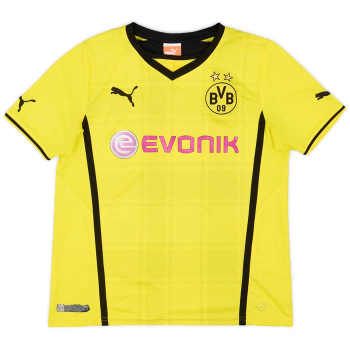 2013-14 Borussia Dortmund Home Shirt Aubameyang #17 - 6/10 - (XL.Boys)