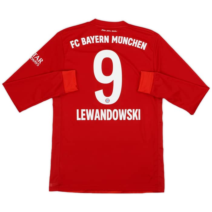 2019-20 Bayern Munich Home L/S Shirt Lewandowski #9 - 9/10 - (S)