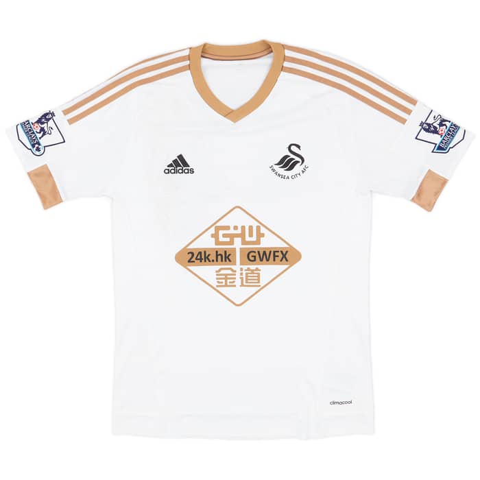 2015-16 Swansea Match Worn Home Shirt Cork #24