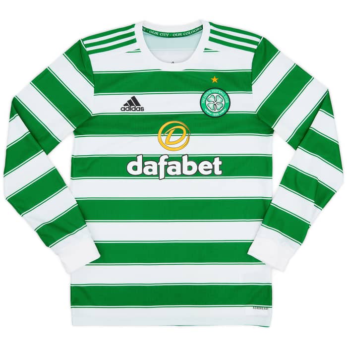 2021-22 Celtic Home L/S Shirt - 9/10 - (S)