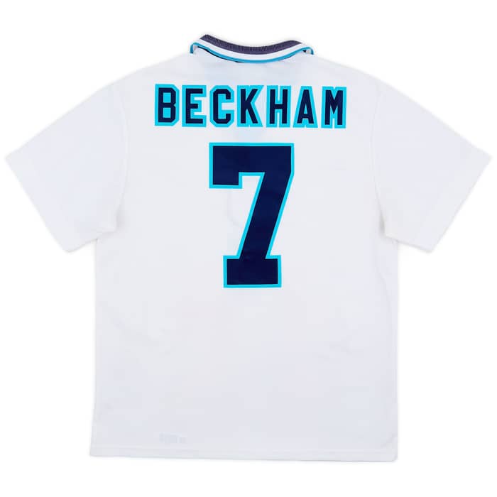 1995-97 England Home Shirt Beckham #7 - 7/10 - (L)