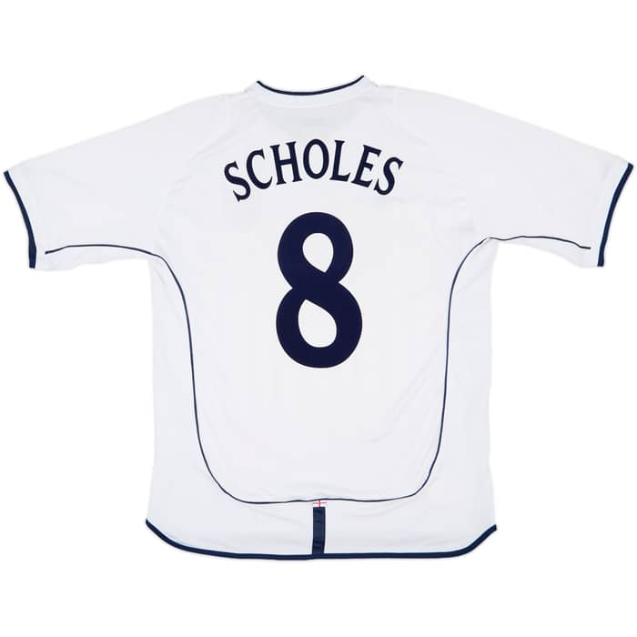 2001-03 England Home Shirt Scholes #8 - 6/10 - (L)