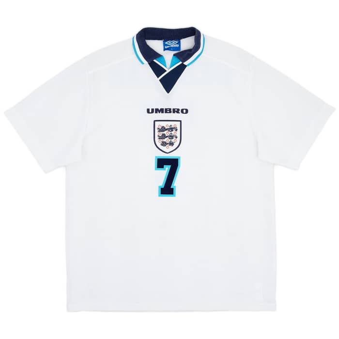 1995-97 England Home Shirt Beckham #7 - 8/10 - (XL)