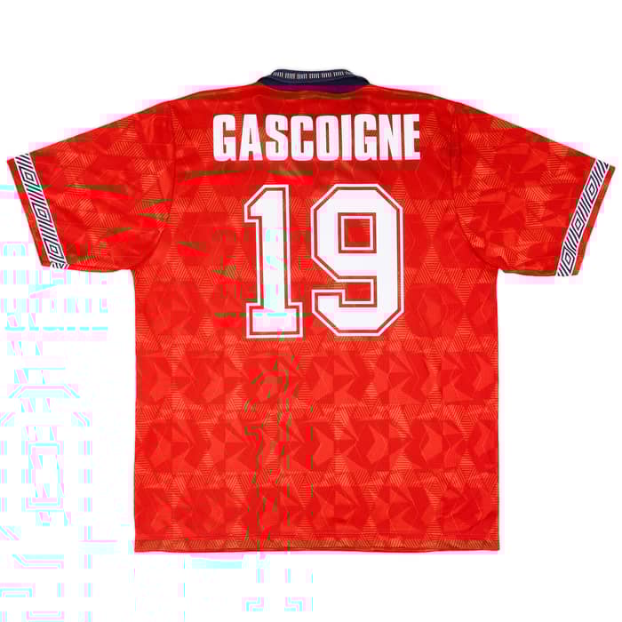 1990-93 England Away Shirt Gascoigne #19 - 9/10 - (XL)
