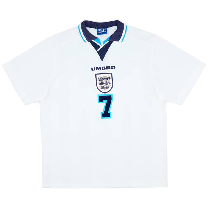 1995-97 England Home Shirt Beckham #7 - 8/10 - (XL)