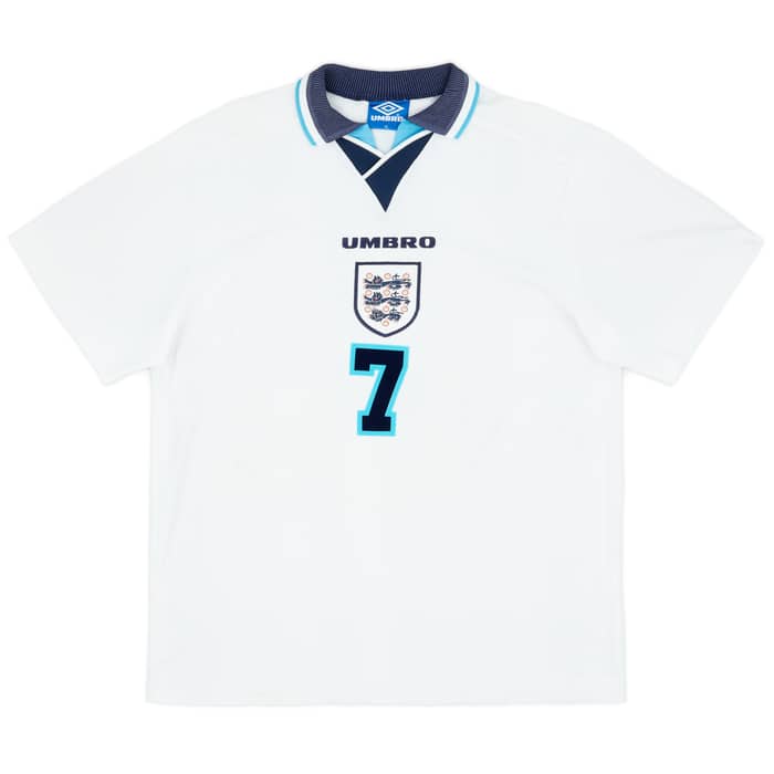 1995-97 England Home Shirt Beckham #7 - 8/10 - (XL)